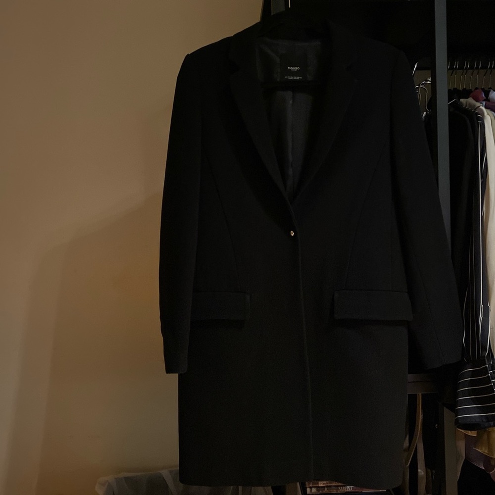 tailored black blazer-coat
